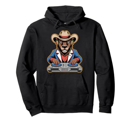 Dj Bear Cowboy Mixing Beats Wild West Pullover Hoodie