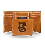 Rico Industries Laser Engraved Trifold Wallet, North Carolina State Wolfpack, Brown, 3.25 x 4-'