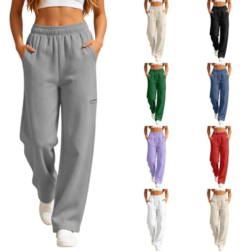 GOSEAGOTOFUN Joggers for Women High Waisted Wide Leg Sweatpants Fleece Baggy Sweatpants Fall Fashion Jogging Workout Pants 01-Grey Small - image 1