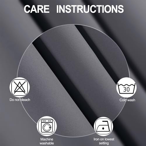 Image of LEMOMO Blackout Curtains 66 x 72 Inch Long Grey Curtains Set of 2 Panels Room Darkening Curtains for Bedroom and Living Room