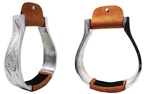 CHALLENGER Horse Saddle Stirrups Western Saddle Aluminium Engraved Oxbow Stirrups 51183