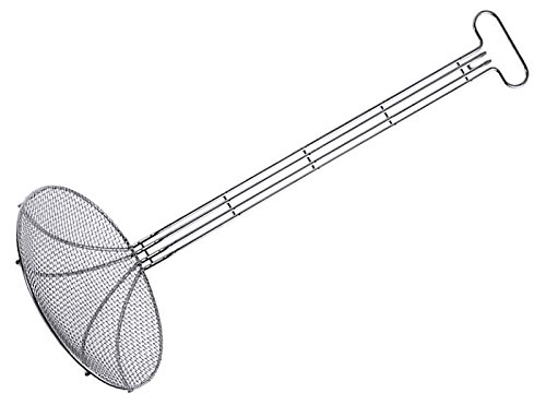 Frittierschaufel, rund, aus Edelstahl 18/10, elektropoliert, schwere, extra hochwertige Qualität/Stiellänge: 60 cm | ERK