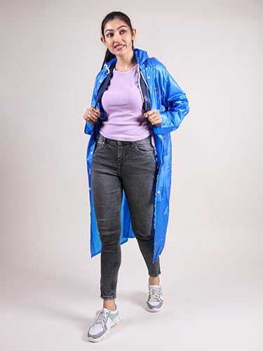 Image of Rupa Rainsuit Women Waterproof PVC Raincoat with Hood & Carry Bag | Lightweight Rainwear for Women with Front Zip | Solid Color | Standard Length | Pack of 1
