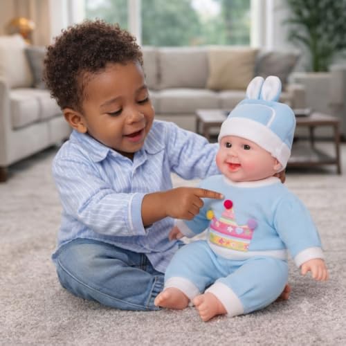 Image of MEMAN Cute Baby Boy Doll - Soft Plush Teddy Toy with Touch Sensor, Talking & Musical Features for Kids, Boys & Girls | Interactive Playtime Companion (Sky)