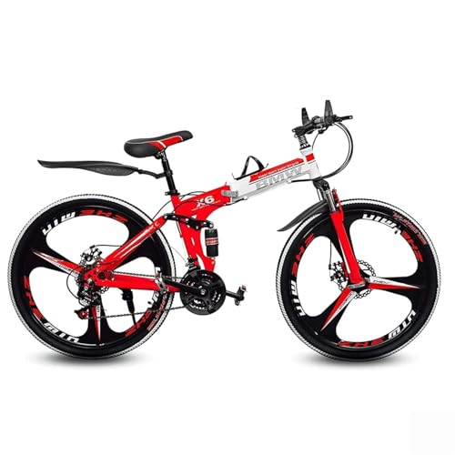 Image of Amaze Kai Dual Suspension Bikes Bmv Foldable Gear Cycle for Men with 21 Speed Gear 3 Spoke | Folding Mountain Bike with Double Disc Break & Mac Wheel, 26 Inch (red)
