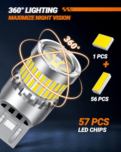 Image of SEALIGHT 7440 7443 LED Bulbs Reverse Lights, Upgraded T20 7444 7441 W21W 992 LED 56-SMD with Projector Lens for Backup Tail Brake Parking Lights, 6000K White, Pack of 2