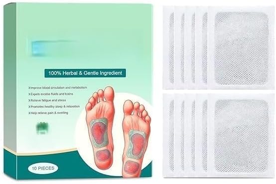 Herbal Detox Foot Patches for Men and Women Pack of 10 Bamboo Vinegar Foot Pads with Acupoint Micro Massage Sleep Aid Pain Relief Night Use Foot Detox Pads