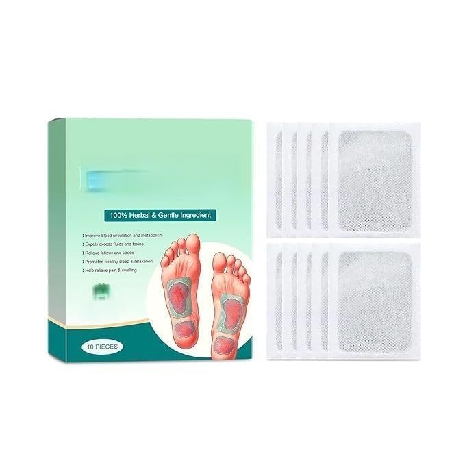 Herbal Detox Foot Patches for Men and Women Pack of 10 Bamboo Vinegar Foot Pads with Acupoint Micro Massage Sleep Aid Pain Relief Night Use Foot Detox Pads