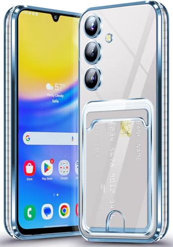 Coque Samsung A15 antichoc avec porte-carte et bumper silicone bleu