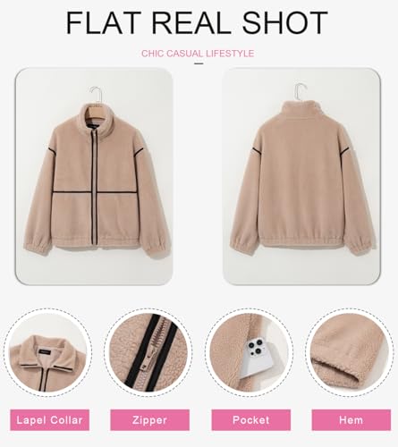 Dokotoo Womens Coat Casual Lapel Full Zip Fleece Jacket Long Sleeve Oversized Warm Winter Outwear with Pockets3