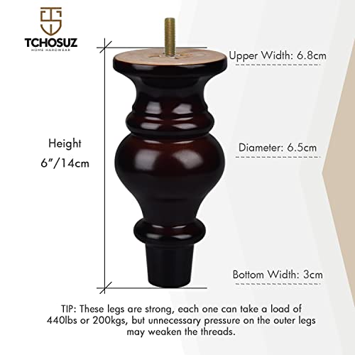TCHOSUZ 6 inch / 14cm Wooden Furniture Legs - Image 3