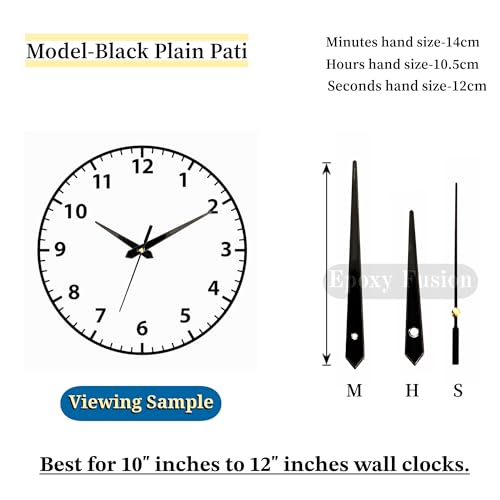 Image of 12mm Wall Clocks Silent Movement, Battery Operated Clock Movement and Needles, Quartz Wall Clock Movement Replacement Clock Machine with Hands (Black Plain Pati)