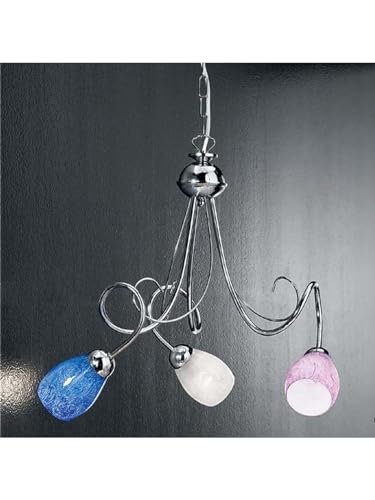 Lustre en verre de Murano coloré DP060, luminaire d'exception chromé