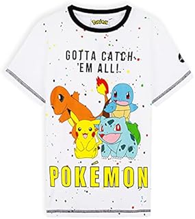 Pokemon Boys T Shirts, Pikachu Gaming Merchandise, Kids Clothes, Gamer Gifts, (11-12 Years, White)