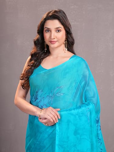 Image of Garden Vareli Floral Print Chiffon Saree