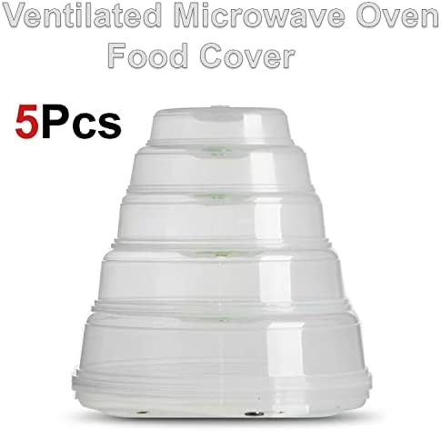 5pcs Plate Covers for Food - Ventilated Microwave Splatter Guard Covers for Covering Food and Preventing Food Splatter Plate Covers Large and Small Size Food Plate Lids Dishwasher Safe