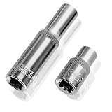 MCSDFN 2Pcs 1/4' Drive 6mm Deep & Shallow Socket Set 6-Point CR-V Metric Impact Socket for Ratchet Torque Electric Wrenches Car Repair, Mirror Chrome Finish