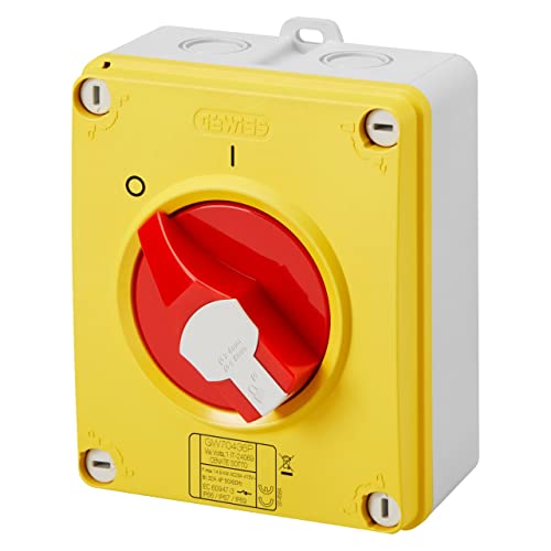 Rotary Disconnector, Hp, Emergency, Insulation Box, 32A 4P, Red Lockable Knob, IP66/67/69