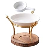 RORPOIR Eleganter Teelichthalter aus Keramik mit ätherischem Eisen- und Holzdesign Heim...