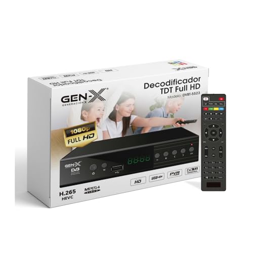 Dacada 2005 Decodificador Digital Terrestre DVB-T2 H.265 HEVC Full HD 1080p | Receptor TDT con HDMI y AV | Modelo DVBT-5523 Gen-x