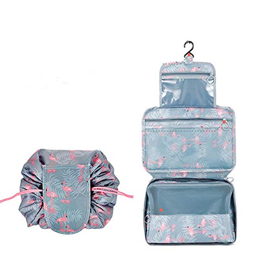 Bolsa de Cosméticos - Slopow 2 Pack Neceser de Maquillaje Bolsa de Almacenamiento Bolsa Portátil de Lavado de Viaje Bolsa Maquillaje Gran Capacidad Bolsa de Aseo con Gancho para Mujer - Flamenco