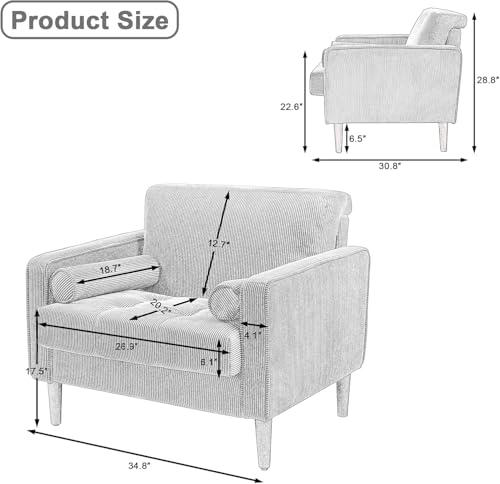 Sillón Plegable Corduroy Gris miniatura 2