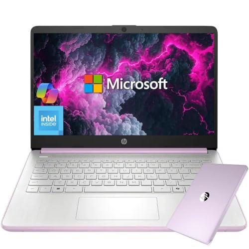 Image of HP 14 inch HD Student Business Laptop, Intel N150, 4GB RAM, 192GB Storage | (128GB UFS + 64GB SD Card), 1 Year Office 365, 720p Webcam, Slim Design, Copilot AI, WiFi 6, Win 11, Honey Lavender