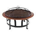 Pure Garden Outdoor Fire Pit - 30” Wood Burning Firepit with High-Temp Copper Finish, Screen, Poker, and Grate - Fire Pits & Outdoor Fireplaces