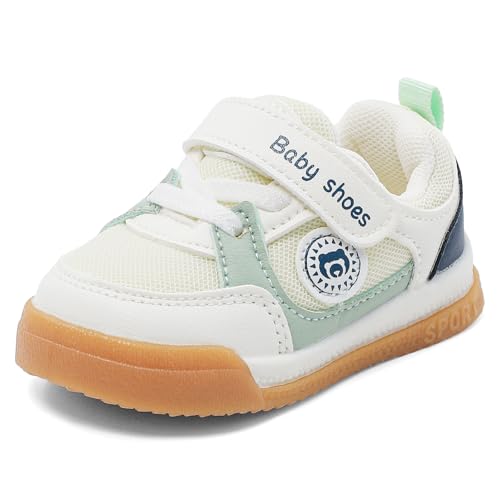 MASOCIO Zapatos Bebe Niño Niña Primeros Pasos Zapatillas Respetuoso Deportivas Calzado Respetuosas Bebé Antideslizante Talla 22 Azul Blanco Verde