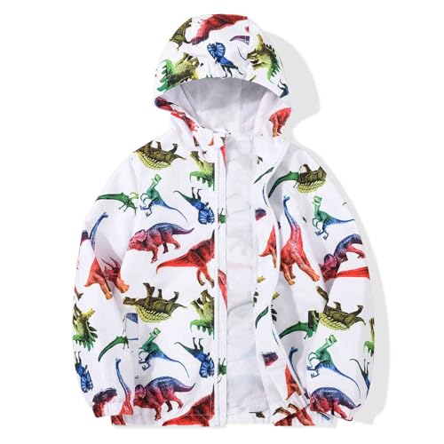 Image of SUNDAY ROSE Boys Windbreaker Jacket Hooded Lightweight Windroof Water-resistant Outdoor Coats for Kids