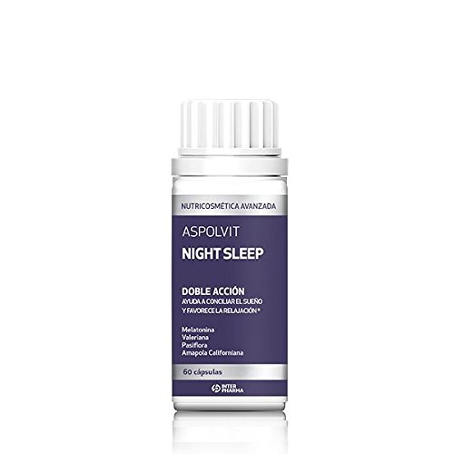 ASPOLVIT  Night Sleep Suplemento natural con melatonina que ayuda a dormir mejor y elimina el insomnio  60 Cápsulas