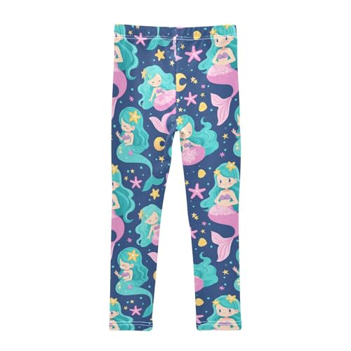 Cute Mermaid Girls' Leggings Toddler Doodles Stars Kids Yoga Pants Dance Active Tights 4T2