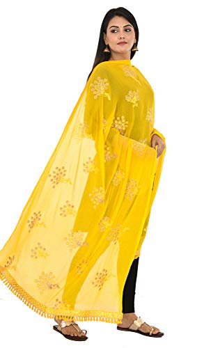 Image of YOUTHQUAKE Heavy Embroidered Work Chiffon Dupatta for Womens & Girls With Fancy Lace
