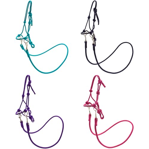 PFIFF Hobby Horse 103130 - Set di Cavezza Little Mustang, Cavezza con redini, Set di Cavezza Regolabile con Pietre Glitterate, Colore: Turchese