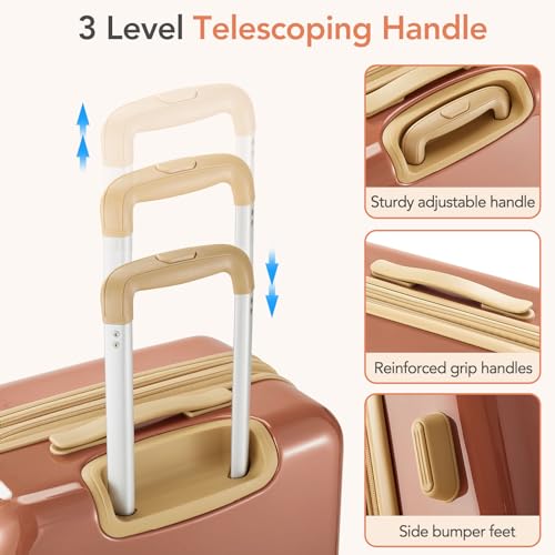 Hardshell PC Luggage Sets 3 Piece Spinner 8 wheels Suitcase with TSA Lock Lightweight 20''24''28''4