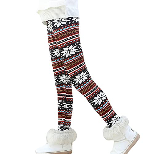 Yalatan Enfants Hiver Leggings Filles Hiver Épais Chaud Pantalon Long Rennes de Noël Impression Polaire Doublé Leggings Collants Cover