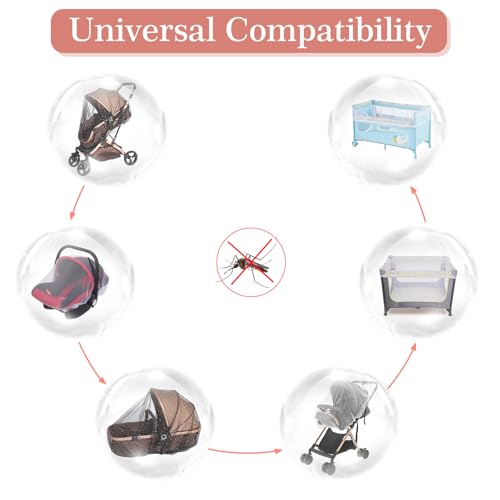 Baby Mosquito Net for Stroller, Perfect Bug Net for Stroller/Bassinets/Cradles/Playards/Pack N Plays and Portable Mini Crib, Durable Baby Insect Netting, Black Star - Thumbnail 5