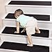 HOPEVIVA Rubber Backed Stair Treads Non Slip, Indoor Stair Runners for Wooden Steps Covers, Staircase Covers Anti Slip Strips, Black Non Skid Rubber Carpet Mats, 30