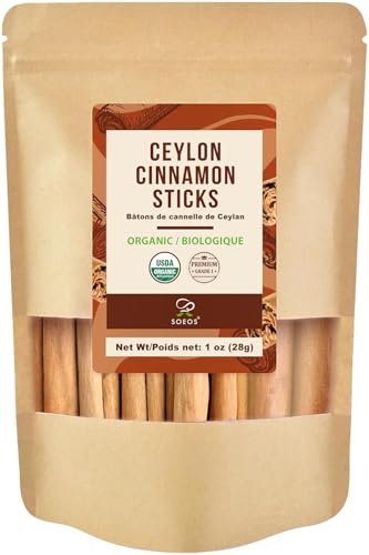 Soeos Ceylon Cinnamon Sticks, Organic Cinnamon Sticks, Real Cinnamon farmed