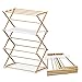 VOUNOT Séchoir à Linge Pliant Étendoir à Linge Compact Séchoir Pré-assemblé 7 mètres d’Espace de Séchage Étendoir à Linge Intérieur et Extérieur Couleur Imitation Bois
