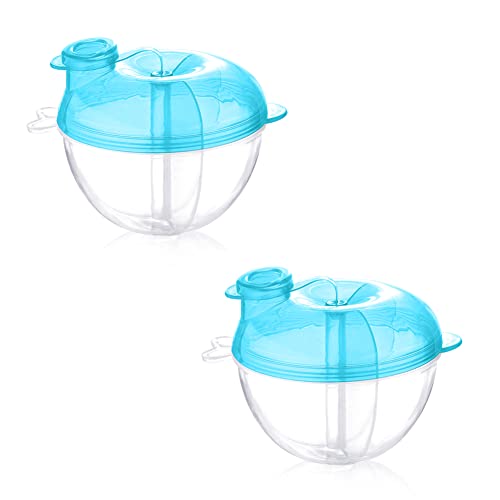 Image of Accmor Baby Formula Dispenser for On-the-Go Feedings, Three-Compartment Non-Spill Formula Container to Go, Snack Milk Powder Dispenser for Traveling with Infant Toddler, Blue, 2 Pack