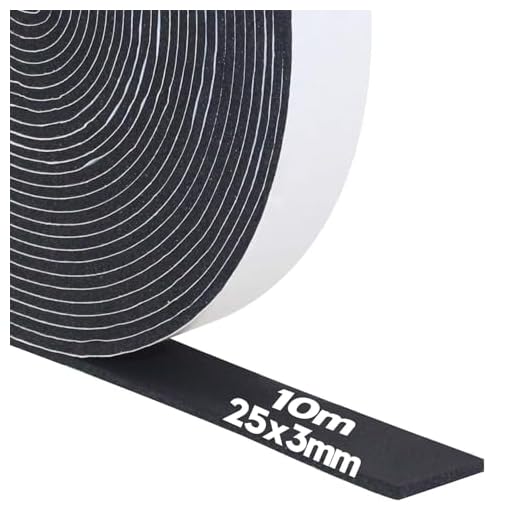 Dichtungsband Selbstklebend, Schaumstoff Dichtungsband 25mm(B) x3mm(D) X10M(L), Moosgummi selbstklebend für Tür Fenster, Türdichtungen, wetterfest, Anti-Kollision, Schalldämmung Schwarz