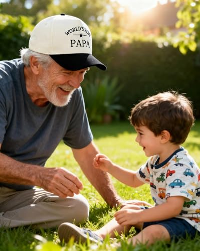 Image of Waldeal Best Papa Hat, Fathers Day Birthday Gifts for PAPA Grandpa Dad | World's Best Papa Trucker Hat, Adjustable Cotton Snapback Two Tone Papa Baseball Cap, Gifts for Papa for Any Occasion