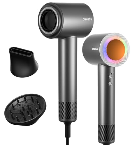 Hair Dryer, 160000 RPM Professional High-Speed Blow Dryer 2 Billion Negative Ionic Care Hair Dryer (Black Gray)