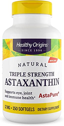 Healthy Origins Astaxanthin 12 Mg (Natural, Astapure, Triple Strength, Non-Gmo, Gluten Free, Eye Support, Joint Support, Immune Support), 150 Softgels #TOP23