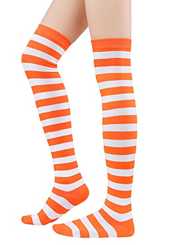 Century Star Thigh High Socks Striped Extra Long Tube for Women Over the Knee Athletic Sports Socks Plus Size Stockings