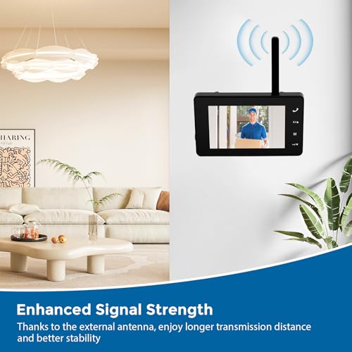 Timbre Video Inalámbrico, Timbre WiFi con Monitor en Color de 4,3", Intercomunicador de Audio Bidireccional y Videollamada, Vista en Directo, Visión Nocturna, Gran Angular 120°, Timbre sin App & WiFi - imagen 4