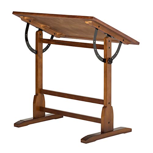Sd Studio Designs Vintage Rustic Oak Top Adjustable Drafting Craft Drawing Hobby Table Writing Studio Desk, 36''W X 24''D #TOP5
