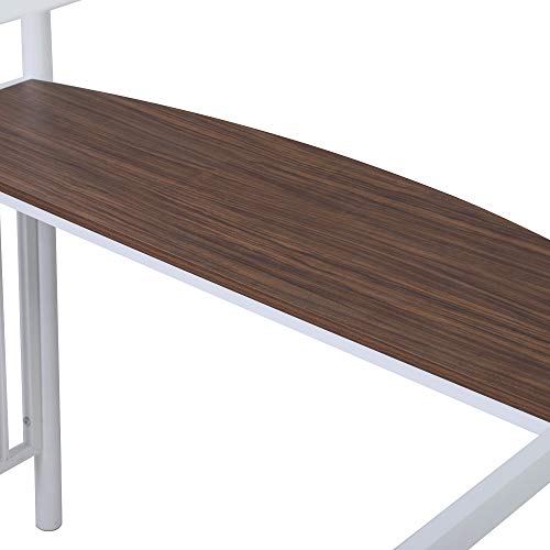 Mupple Twin Over Full Metal Bunk Bed With Desk Ladder And Quality Slats For Bedroom (White) #TOP6