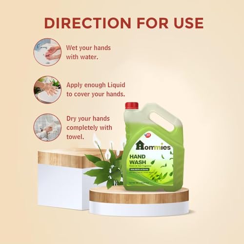 Image of Hommies Liquid Handwash Refill Can, 5 Litre Neem, Ph-Balanced Formula